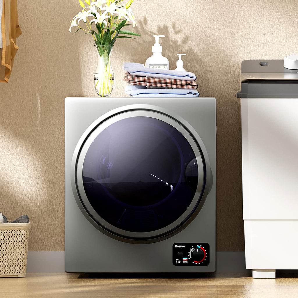 COSTWAY 1.5 Cu.ft. Portable Clothes Dryer,850W Compact Laundry Dryer,Silver