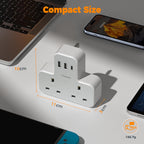 TESSAN USB Charger Plug Adapter UK (2 USB C), Double Plug Extension Socket