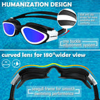 Winline Adult Swimming Goggles,Open Water Goggles Swimming Anti Fog UV Protection No Leakage Clear Vision Easy to Adjust for Adults Men Women Teenagers