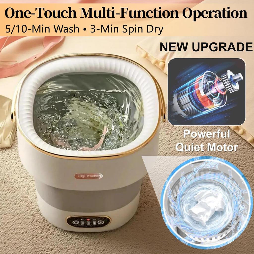 Portable Washing Machine with Spin Basket, Upgraded 20L Foldable Mini Washer【5-Min Wash・3-Min Spin・1-Year Free Replacement】Small Washing Machine for Travel, Dorms, RVs, Camping (Khaki)