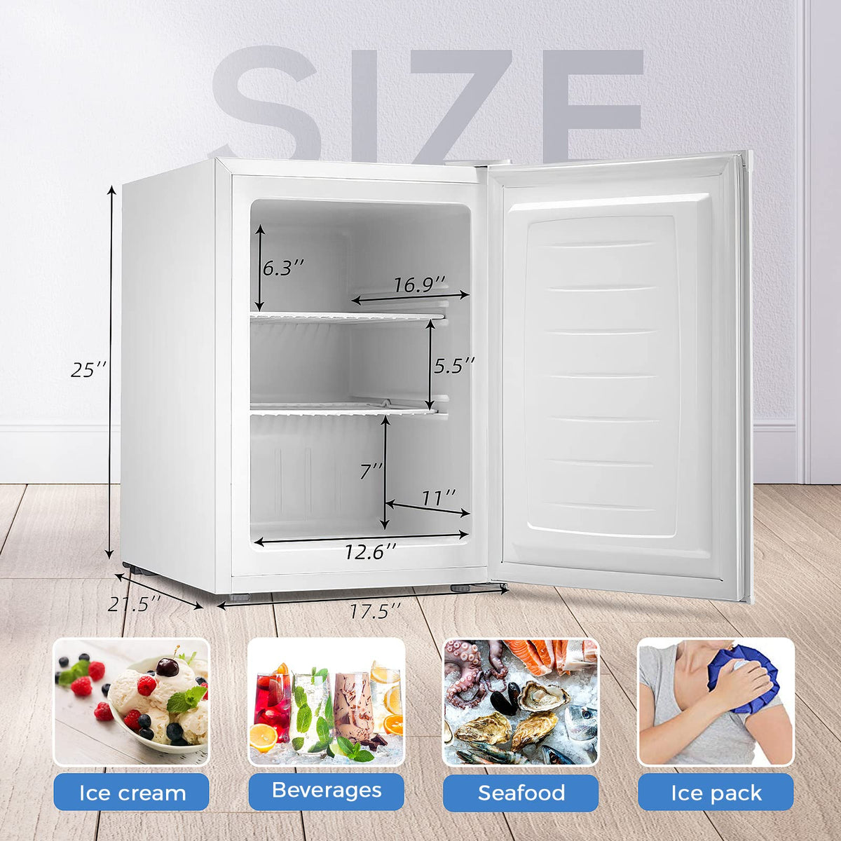 Kismile Small Freezer Upright, 3.0 Cu.ft Mini Freezer, Stainless Steel