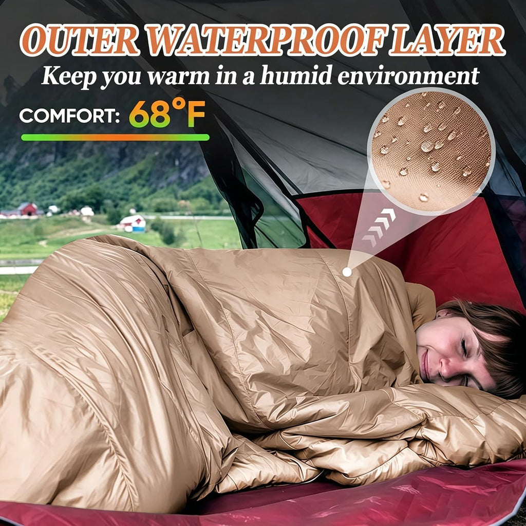 Sleeping Bag for Camping,Sleeping Bags for Adults Backpacking Waterproof,3 Seasons Adult Blanket,Small Packed Ultralight Carry Bag, Soft,Thick and Warm,for Outdoor Camping,Travel,Hiking