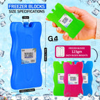G4GADGET 16cm Freezer Blocks – Pack of 4 – Long-Lasting Reusable Ice Packs for Coolers, Picnic Bags, Travel & Outdoor Adventures – Ideal for Beach & Hiking Trips