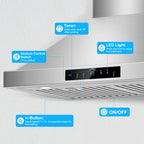 42 inch Range Hood Under Cabinet 1200 CFM Stainless Steel Stove Vent Hoods