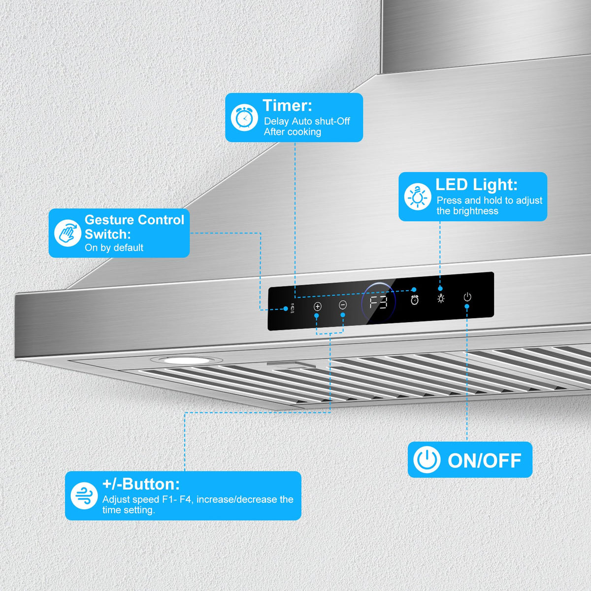42 inch Range Hood Under Cabinet 1200 CFM Stainless Steel Stove Vent Hoods