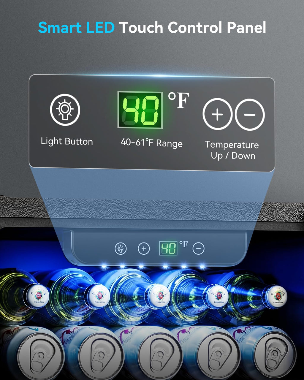 Feelfunn 2.6CuFt Beverage Refrigerator, 95 Can Mini Fridge with Glass Door