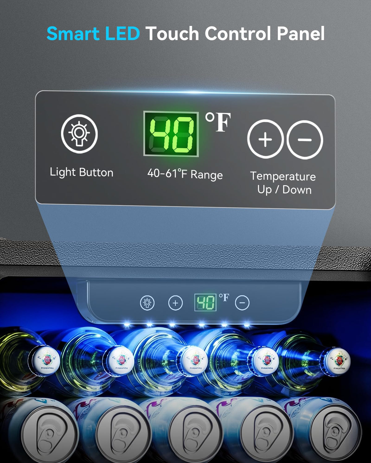 Feelfunn 2.6CuFt Beverage Refrigerator, 95 Can Mini Fridge with Glass Door