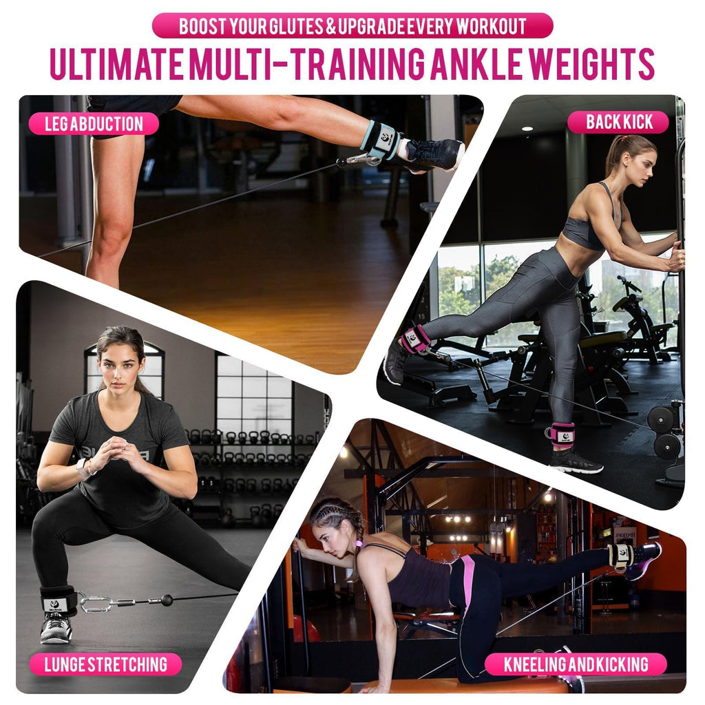 Slim Panda Ankle Straps for Cable Machines, Cable Kickback Ankle Cuffs