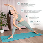 Yogii Yoga Mat - Non-Slip 6mm Thick TPE & Travel-friendly Yoga Mat - Perfect for Home & Gym Exercise Fitness & Pilates - With Laser Alignment Guides for Men & Women