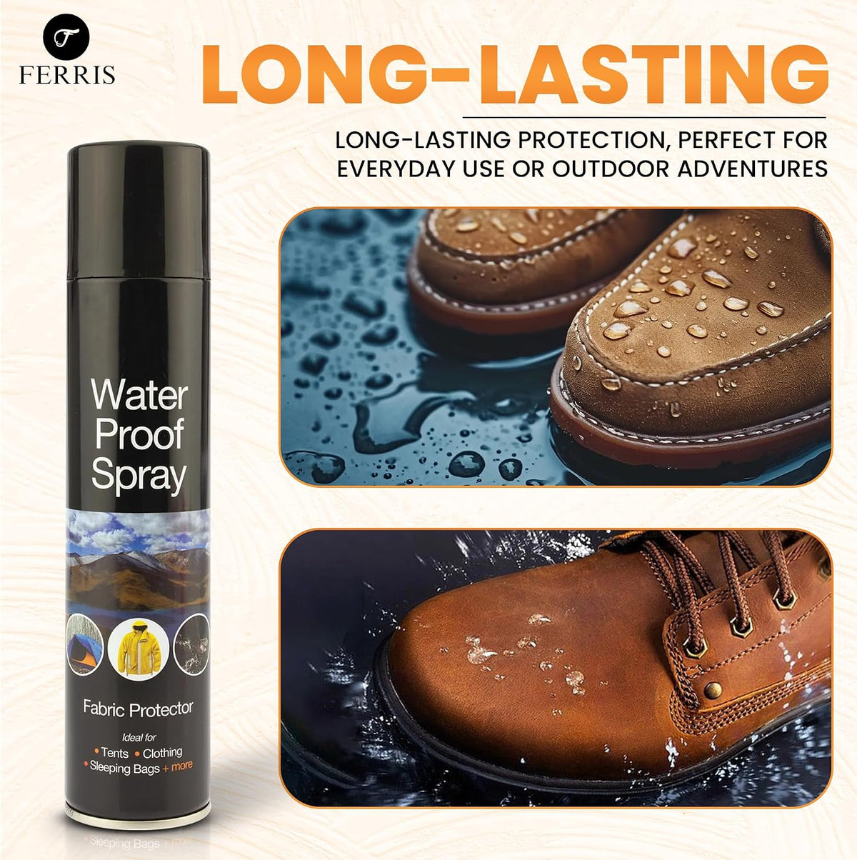 Waterproof Spray 300ml - Shoe Protector and Fabric Waterproofing for Leather, Suede, Boots and Tents | Fast-Drying, Invisible Shield Against Water, Stains and Dirt – Ideal for Everyday Use (3 Pack)