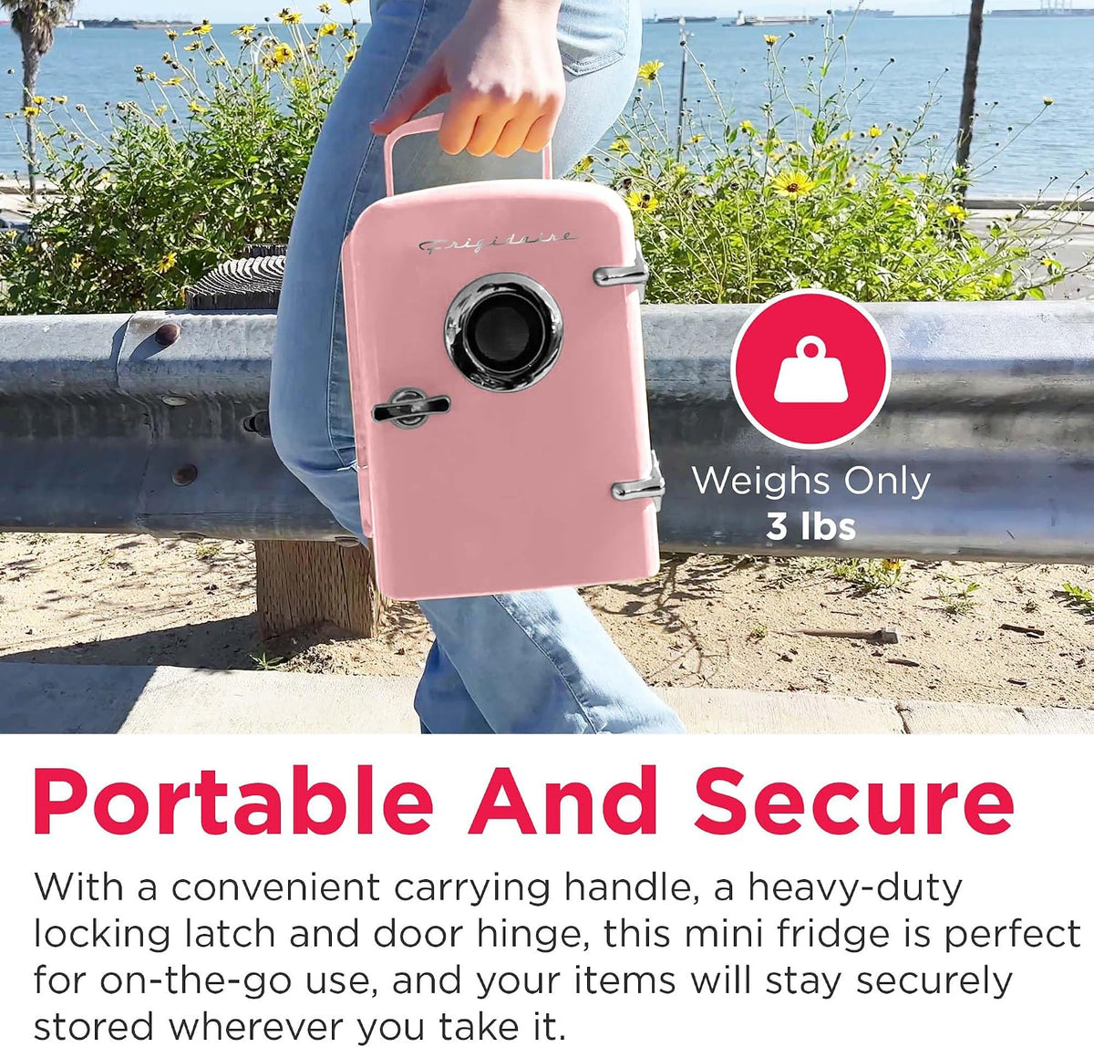 Frigidaire Retro Mini Compact Beverage Cooler, Great for Keeping Office Lunch Cool! (Built-in Bluetooth Speaker)