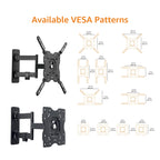 Amazon Basics Full Motion Articulating TV Wall Mount with Tilt Swivel, Extends 16 inches, VESA 200x200, for 12" to 40" TVs, 40 lbs, Black