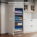 Yeego Beverage Refrigerator - 24 inch 180 Cans Beer Cooler with Glass Door
