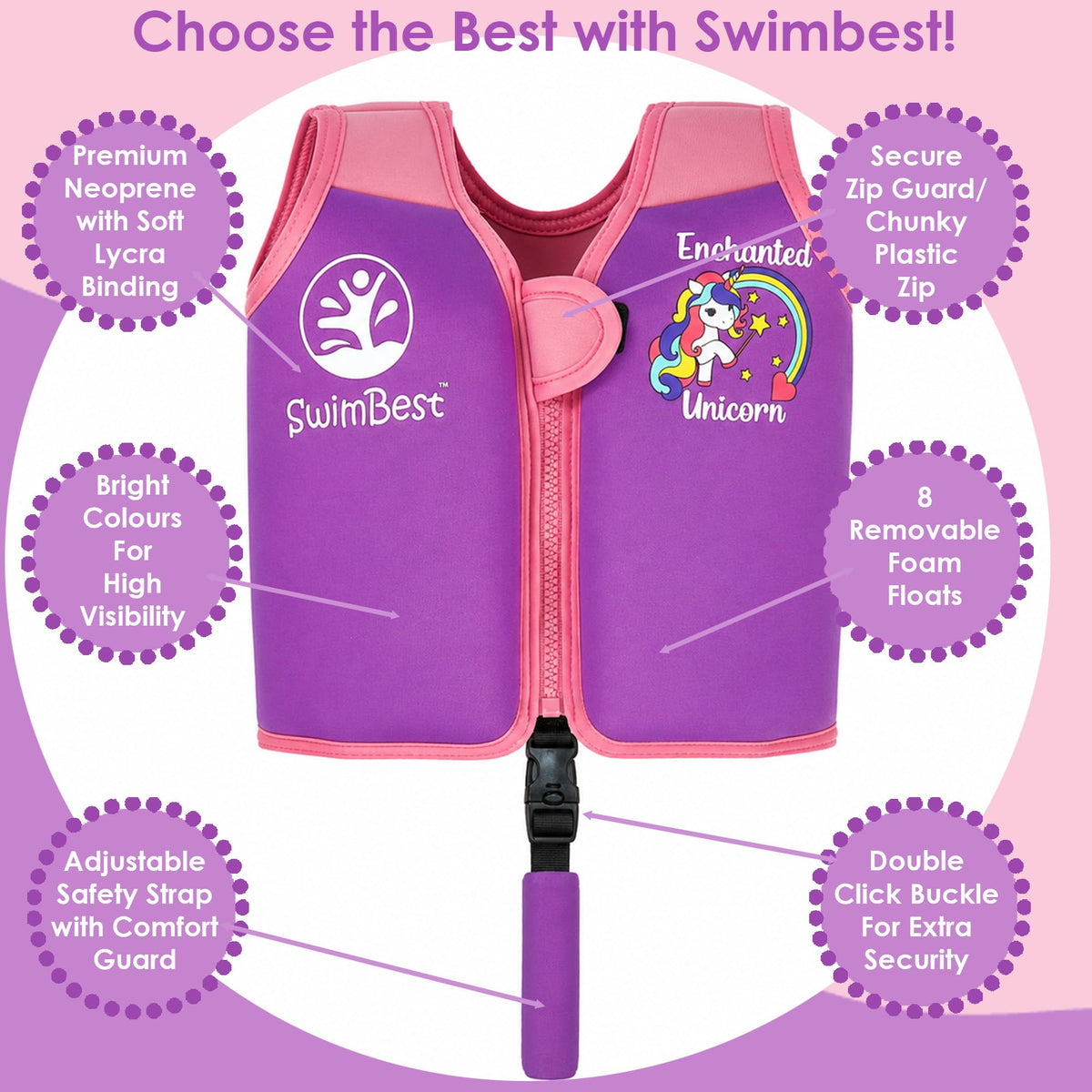 SwimBest Swim Vest - For Baby, Toddler & Kids. Adjustable Buoyancy Swim Jacket, ideal for pools/beaches/holidays & Learning to Swim