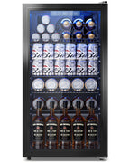 2.5 Cu.Ft Beverage Fridge, Glass Door Mini Fridge, Silver, 96 Can