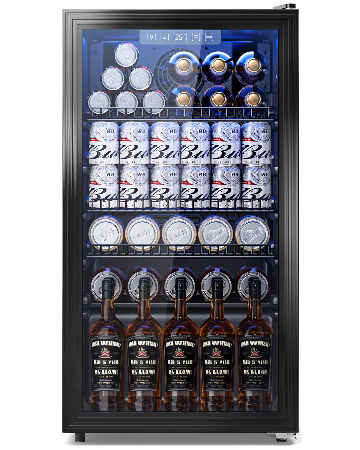 2.5 Cu.Ft Beverage Fridge, Glass Door Mini Fridge, Silver, 96 Can