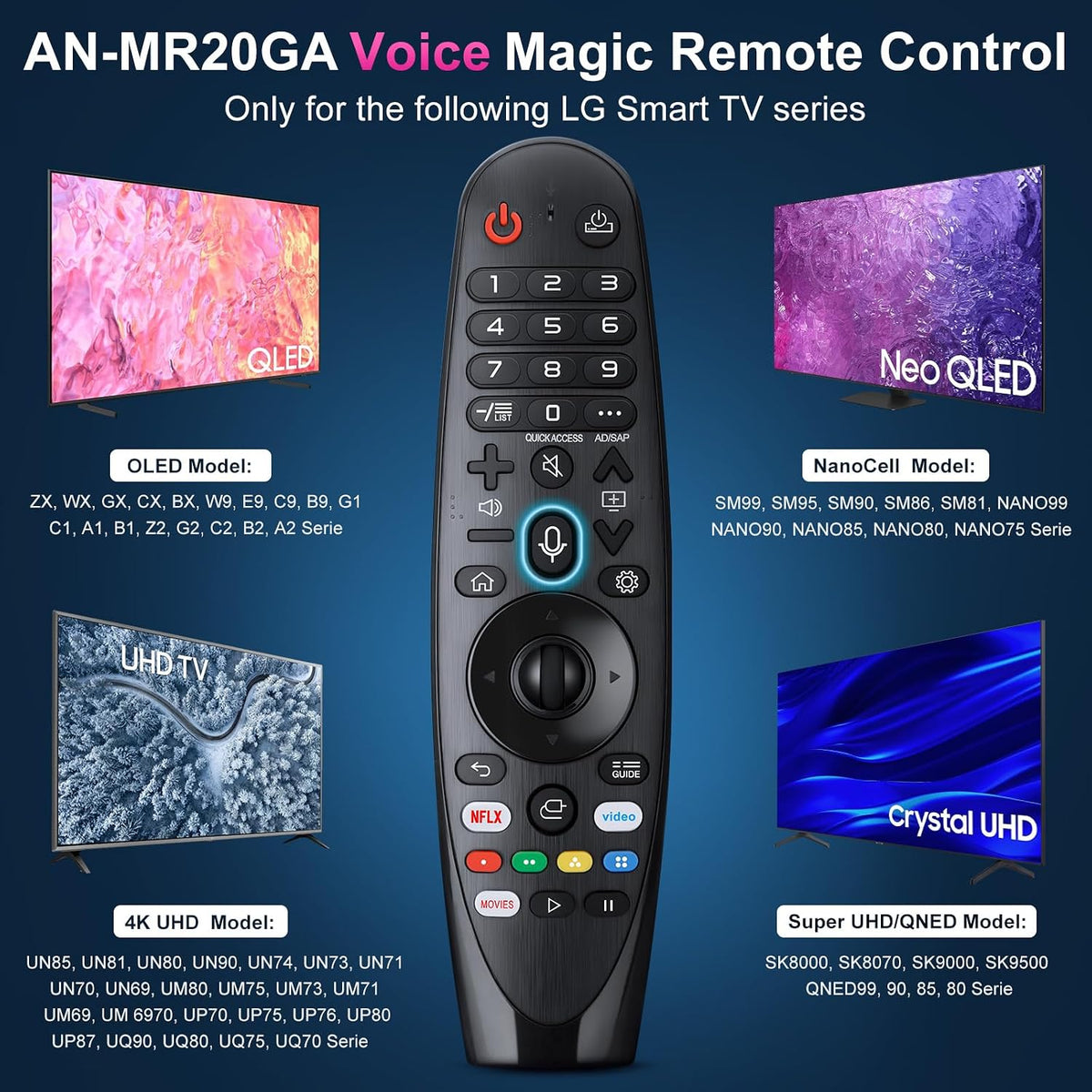 Voice Magic Remote Replacement for LG UHD OLED QNED NanoCell 4K 8K Smart TV