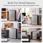 Igloo 2.6 Cu.Ft Mini Fridge with Freezer- Single Door Compact Refrigerator with Glass Shelves for Homes, Dorms & Offices- Keep Snacks, Drinks & Frozen Foods Cool with Temperature Control Fridge- White