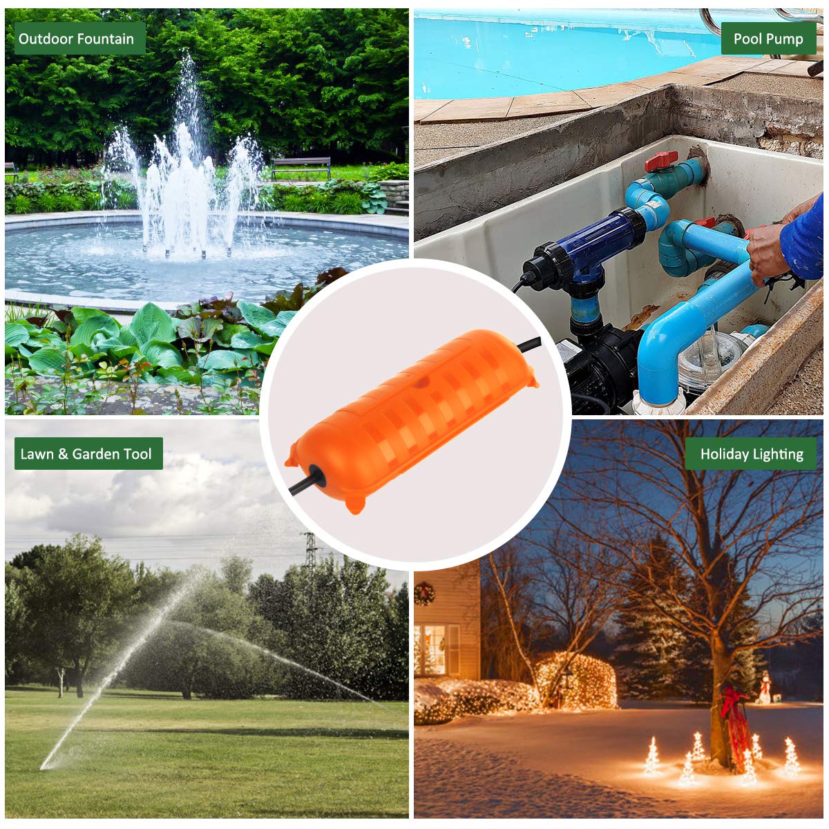 [3 Pack] Flemoon Outdoor Extension Cord Safety Cover with Waterproof Seal
