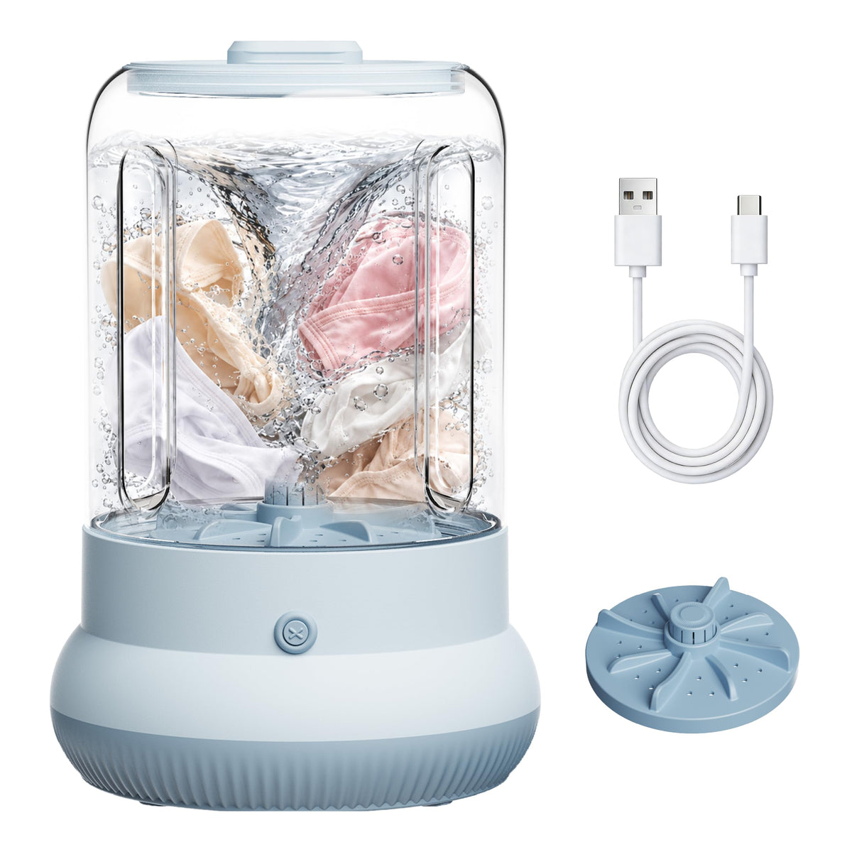 Mini Washing Machine, 3L Compact Small Laundry Washer for Underwear, Socks etc.（White）