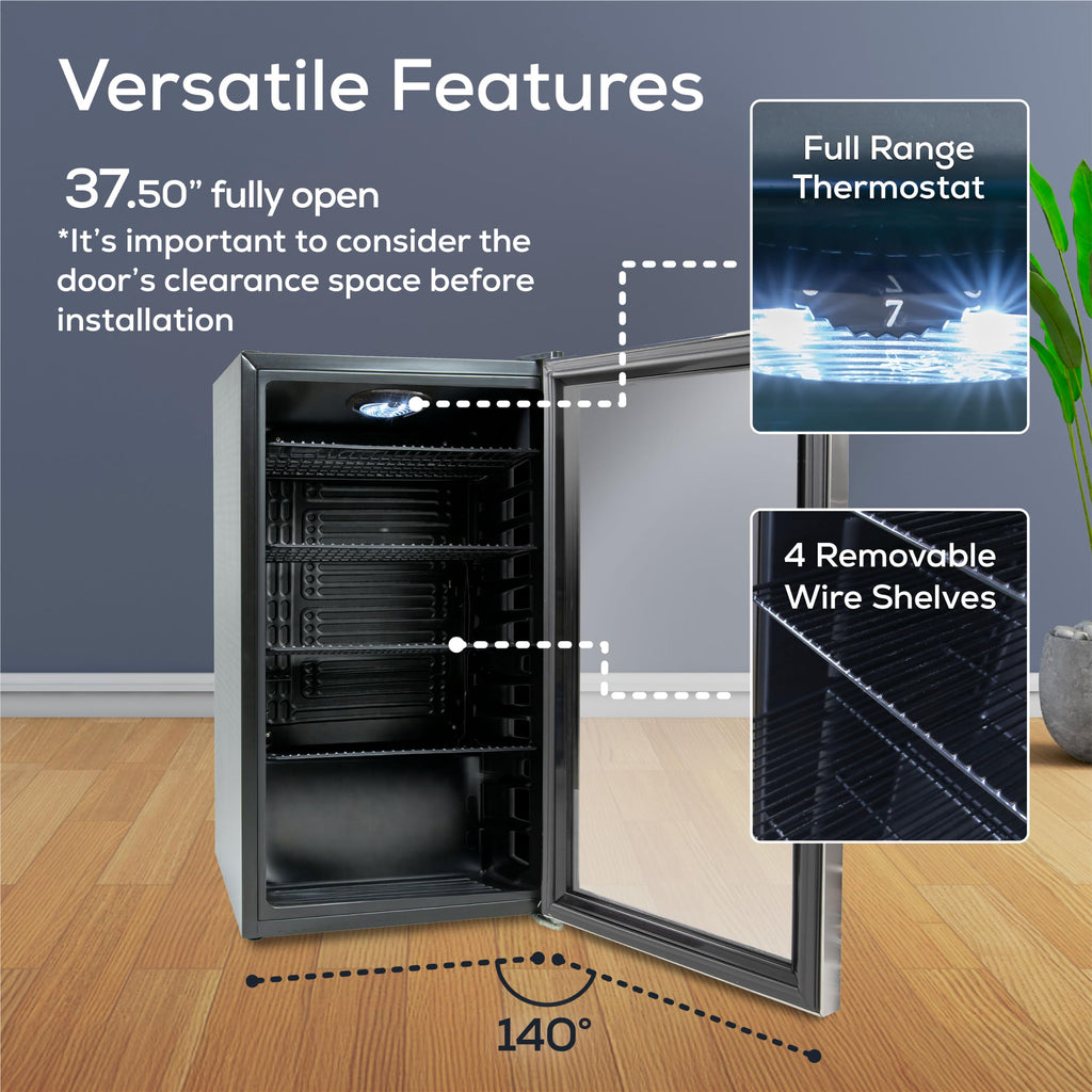 Igloo 2.6 Cu.Ft Mini Fridge with Freezer- Single Door Compact Refrigerator with Glass Shelves for Homes, Dorms & Offices- Keep Snacks, Drinks & Frozen Foods Cool with Temperature Control Fridge- White