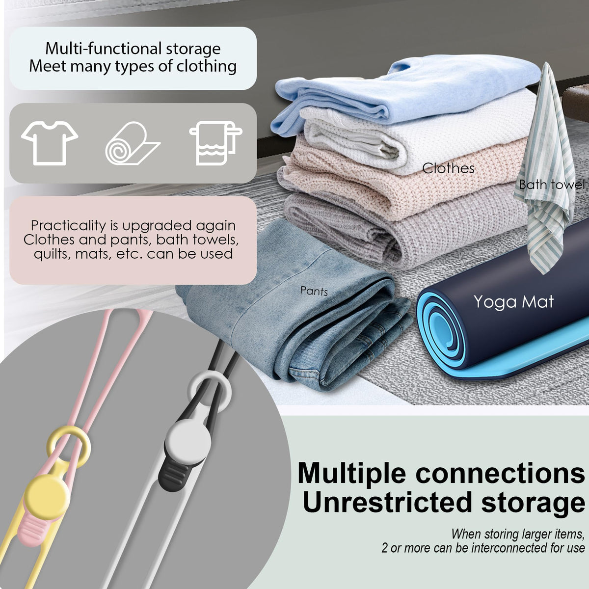 24Pcs Silicone Cable Ties, Cord Organizer Cable Management-Multi