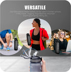 Roe Tenpo Sports Water Bottle with Straw and Time Marking, and 32OZ Capacity - Motivational and Eco-Friendly BPA-Free Bottle for Running, Gym, Yoga, Outdoors, and Camping (Style-1, Black)
