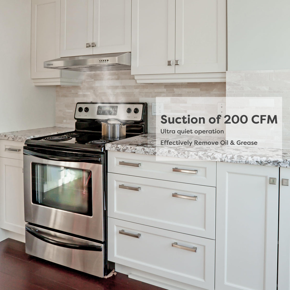 CIARRA Range Hood 30 Inch Under Cabinet Ductless Stainless Steel