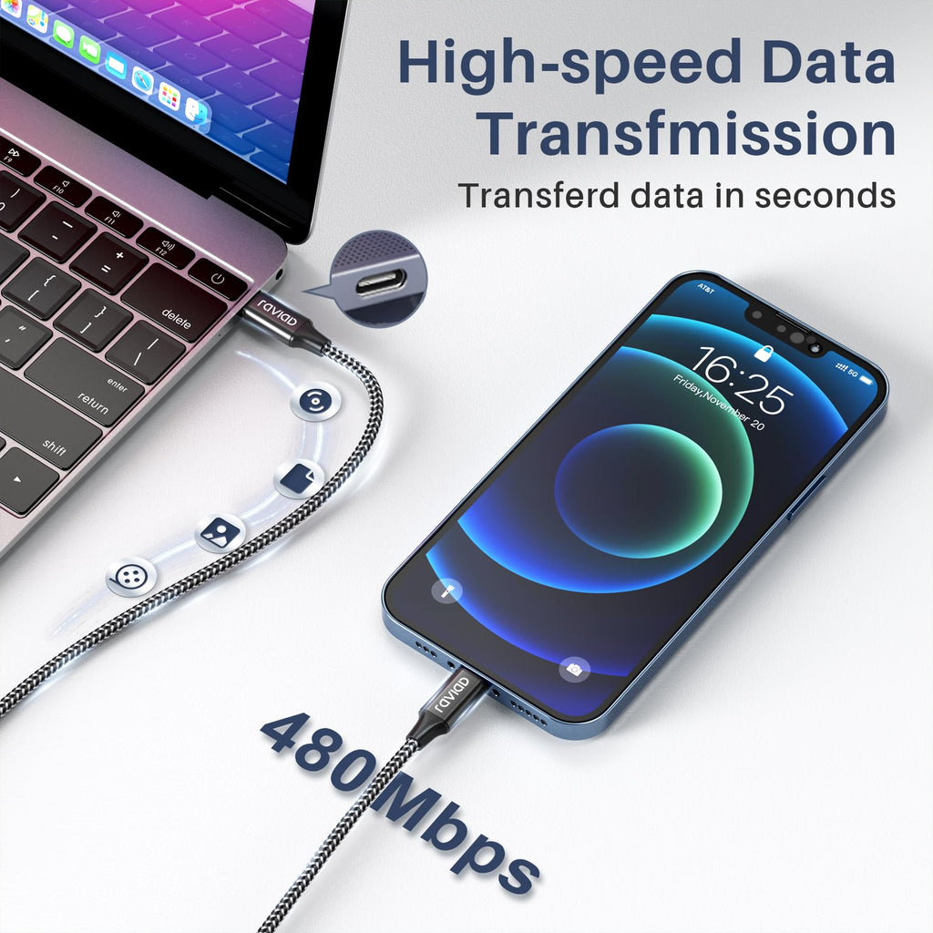 RAVIAD USB C to Lightning Cable Short 0.15M [MFi Certified] iPhone Charger