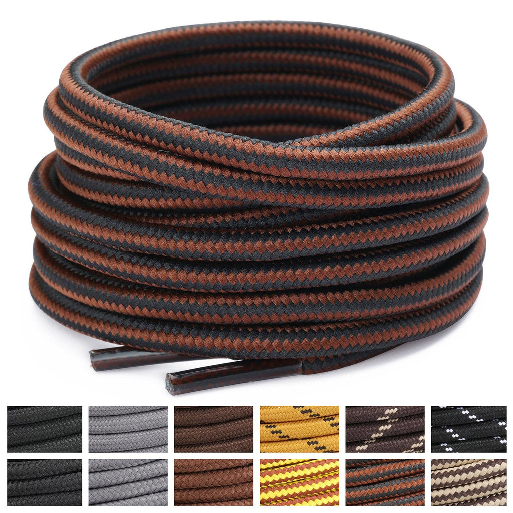 Stepace 2 Pairs Round Heavy Duty Boot Laces for Hiking and Work Boots
