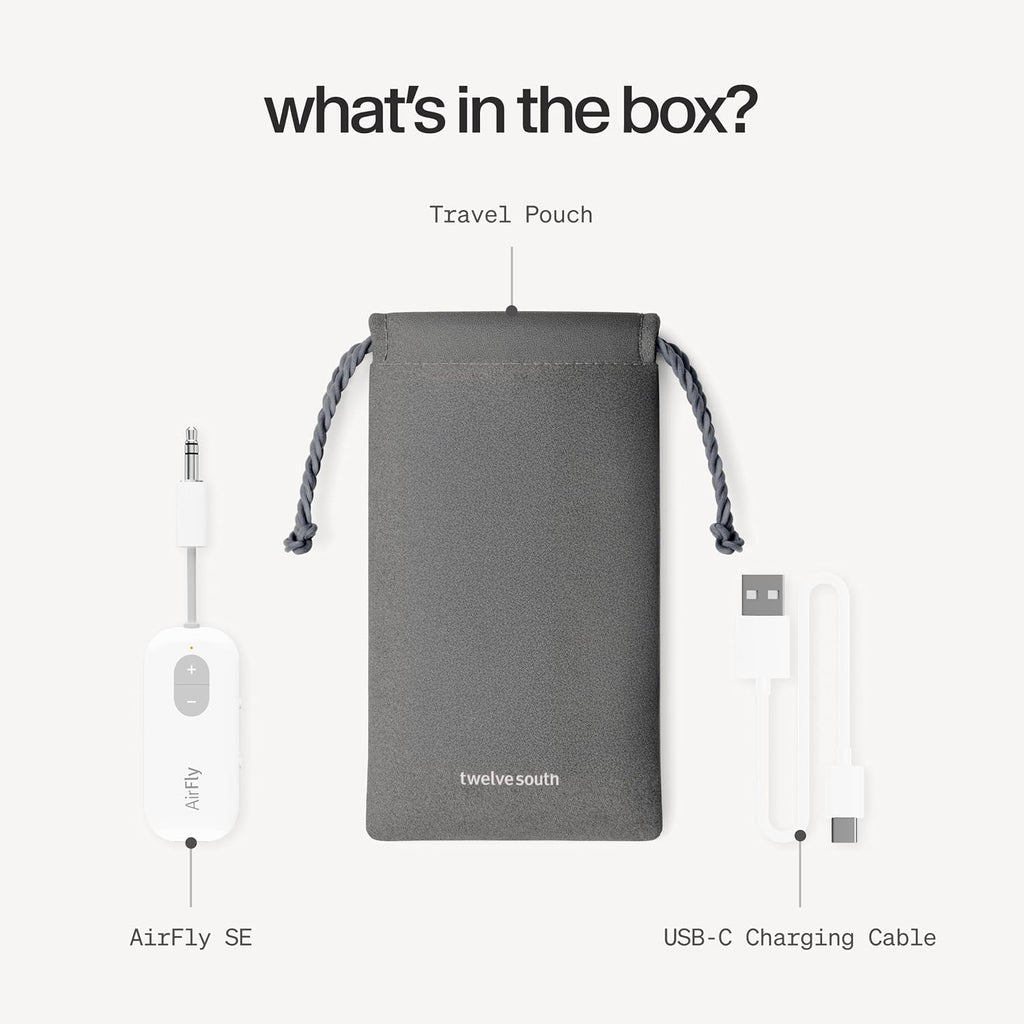 Twelve South AirFly SE, Bluetooth Wireless Audio Transmitter Adapter, White