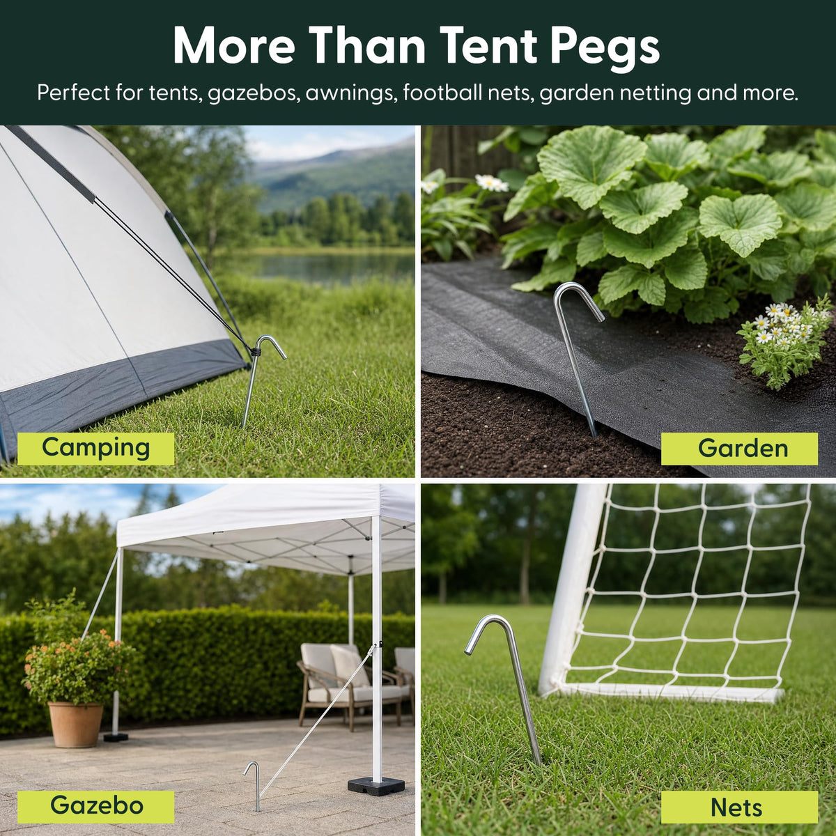 KEPLIN Steel Alloy Tent Pegs, Galvanised Ground Pegs, Rust Free & Durable Tent Support Metal Heavy Duty, Ideal Support for Camping, Beach, Garden Netting, Football Goal & Gazebo (40 Pack)