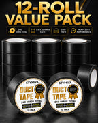 Black Duct Tape Heavy Duty: 3 Rolls 2inch x 20yd Wide Waterproof Outdoor - Strong Adhesive Weather Tapes Repair Bulk - Ductape for Patterns Masking Packing Furniture Kids Craft (3, Matte Black)