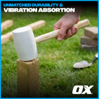 OX Trade Black Rubber Mallet 16oz / 450g, Non-Marking Hammer, Wooden Handle