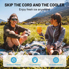 2 in 1 Cordless Countertop Ice Maker, Battery Powered Portable Countertop Ice Machine, 6-Minute Fast Ice Cubes with 2 Size, 40lbs Daily, 40dB Quiet, Self-Cleaning, 2 × 7.8Ah Battery, Stainless Steel