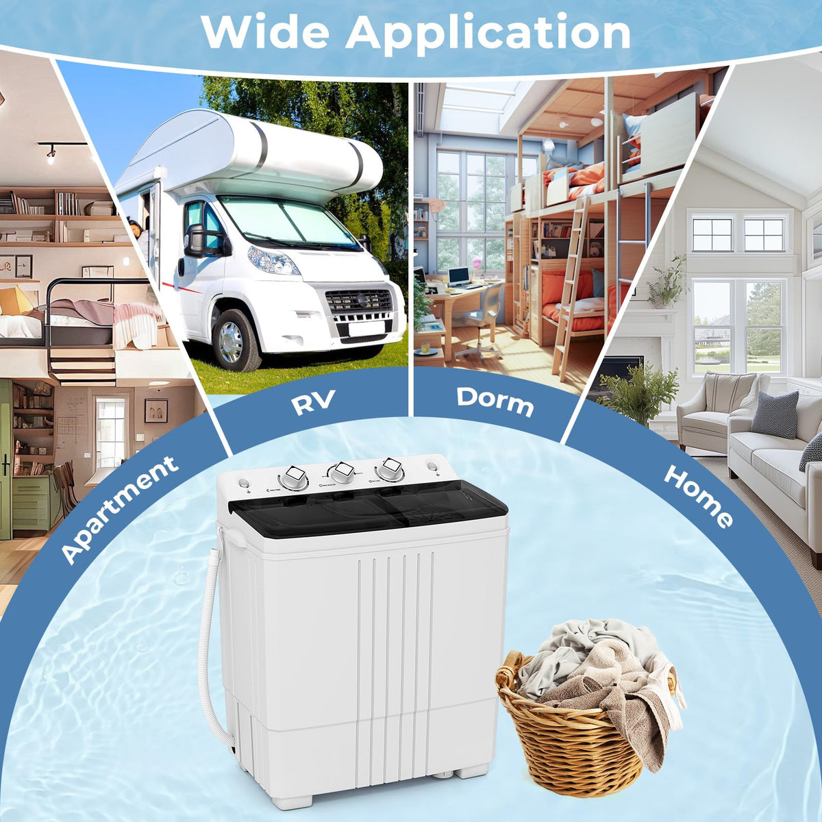 Giantex Portable Washing Machine, 20lbs Capacity, 12lbs Washer and 8lbs Spinner, Compact for Apartment RV, Gray & White, GX20313-PE