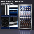 2.5 Cu.Ft Beverage Fridge, Glass Door Mini Fridge, Silver, 96 Can