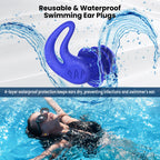 Swimming Ear Plugs for Kids,4 Pairs Reusable Silicone Ear Plugs Swimming