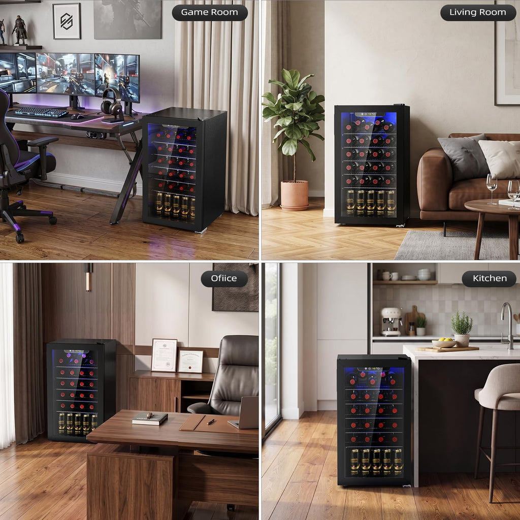 Antarctic Star 12 Bottle 48 Can Beverage Refrigerator Cooler - Mini Fridge Glass Door for Beer Soda Drinks or Wine,Freestanding Beverage Fridge for Home and Bar with Adjustable Shelving, 1.3 Cu. Ft.