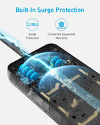 Anker Power Strip with 2100J Surge Protector, Outlet Extender, 20W, 12 AC