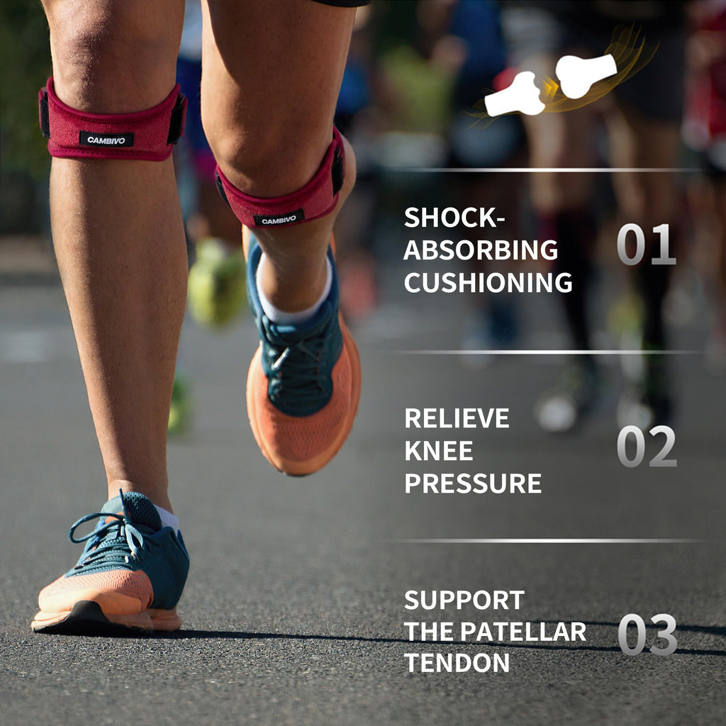 CAMBIVO 2 Pack Patella Tendon Knee Strap for Meniscus Tear & Osgood Schlatters Relief - Adjustable Knee Support for Running Stability, Jumper's Knee, Hiking & Gym Squats