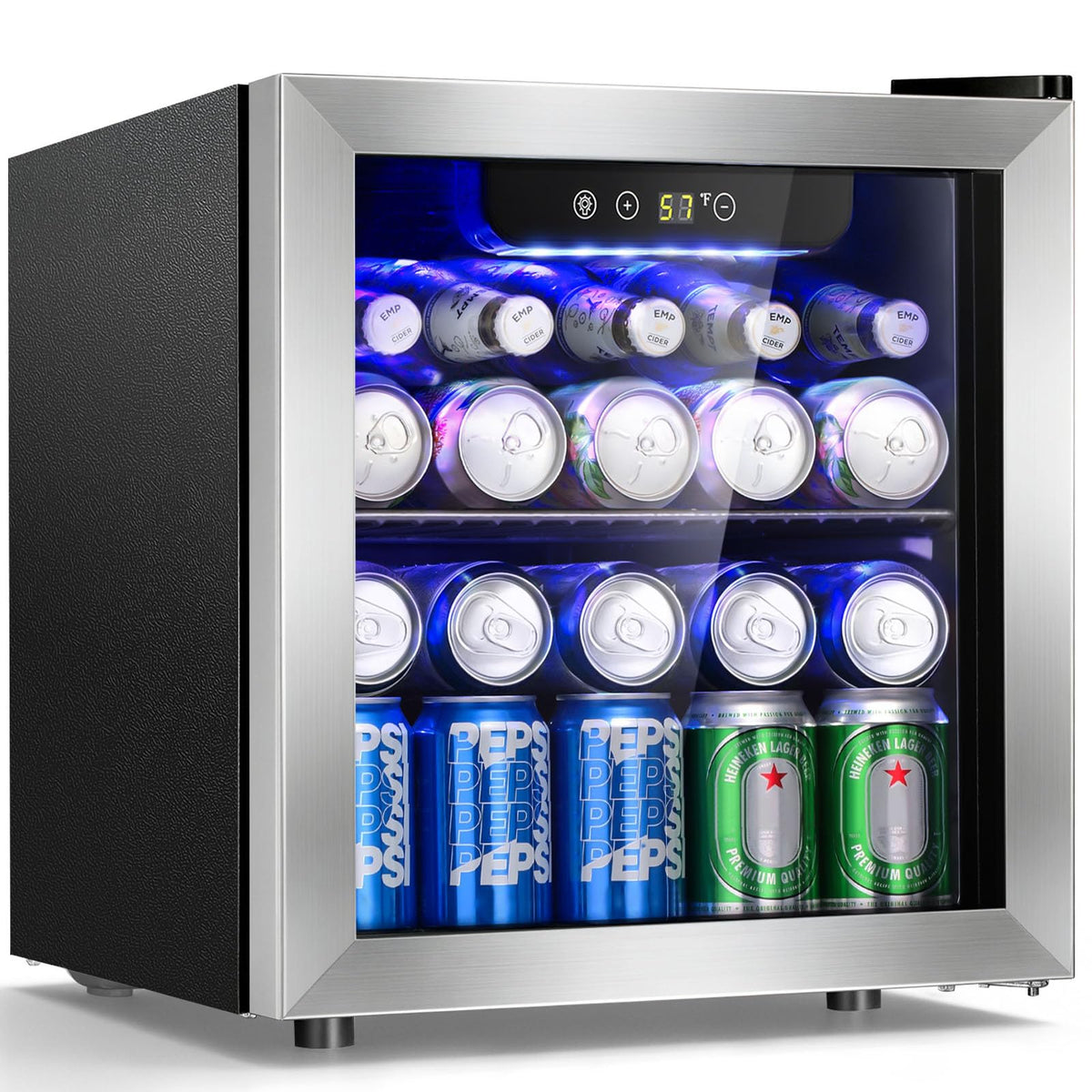 Antarctic Star 12 Bottle 48 Can Beverage Refrigerator Cooler - Mini Fridge Glass Door for Beer Soda Drinks or Wine,Freestanding Beverage Fridge for Home and Bar with Adjustable Shelving, 1.3 Cu. Ft.
