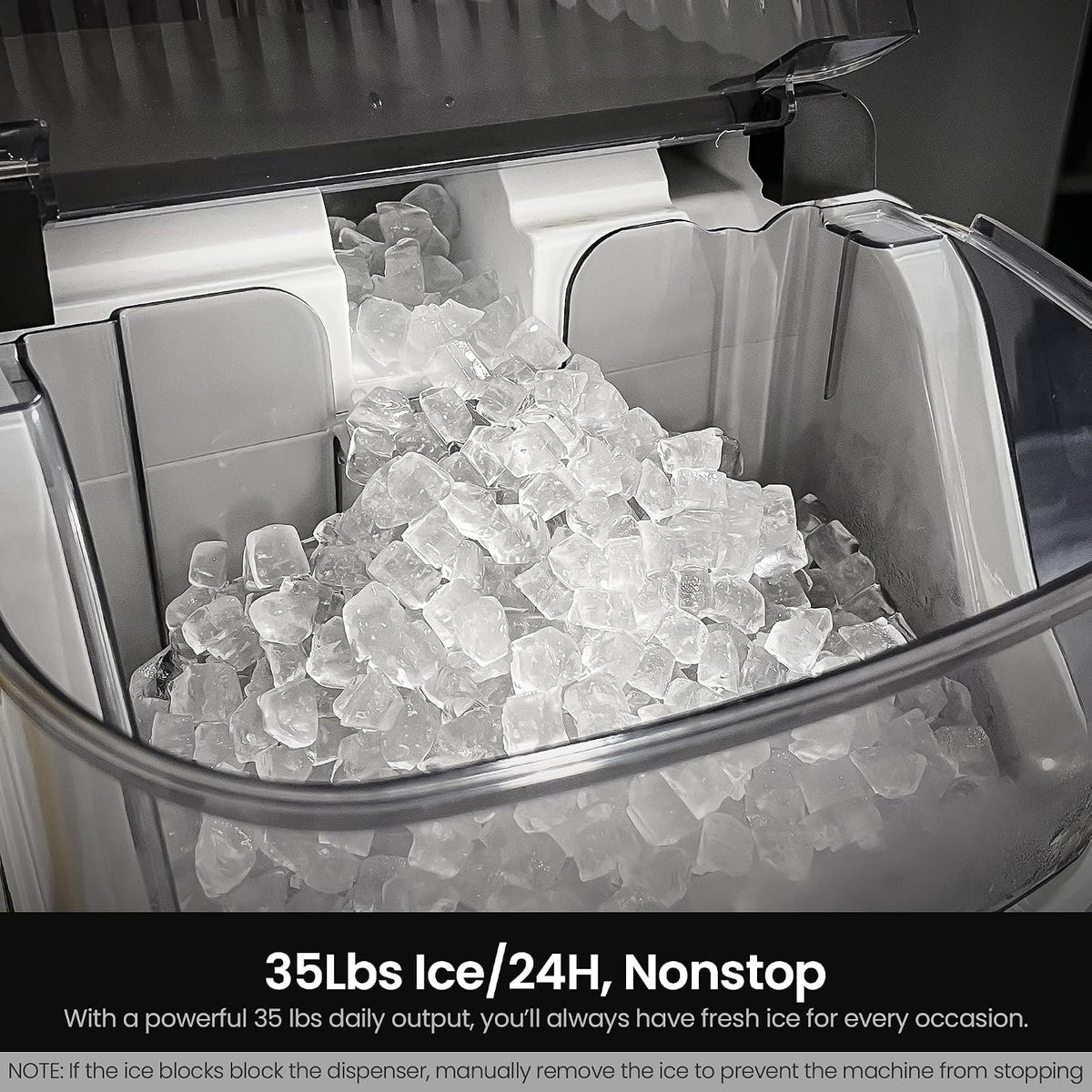 Kismile Nugget Ice Maker Countertop, 35 lbs/Day, Stainless Steel