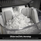 Kismile Nugget Ice Maker Countertop, 35 lbs/Day, Stainless Steel