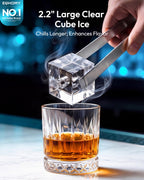 EUHOMY 2.4" Ice Ball Maker Countertop, 3Pcs Ready in 40Mins, 108Pcs/Day, Self-Cleaning Sphere Ice Maker Machine with Crystal Clear Ice, Round Ice Cube Maker for Whiskey & Bourbon