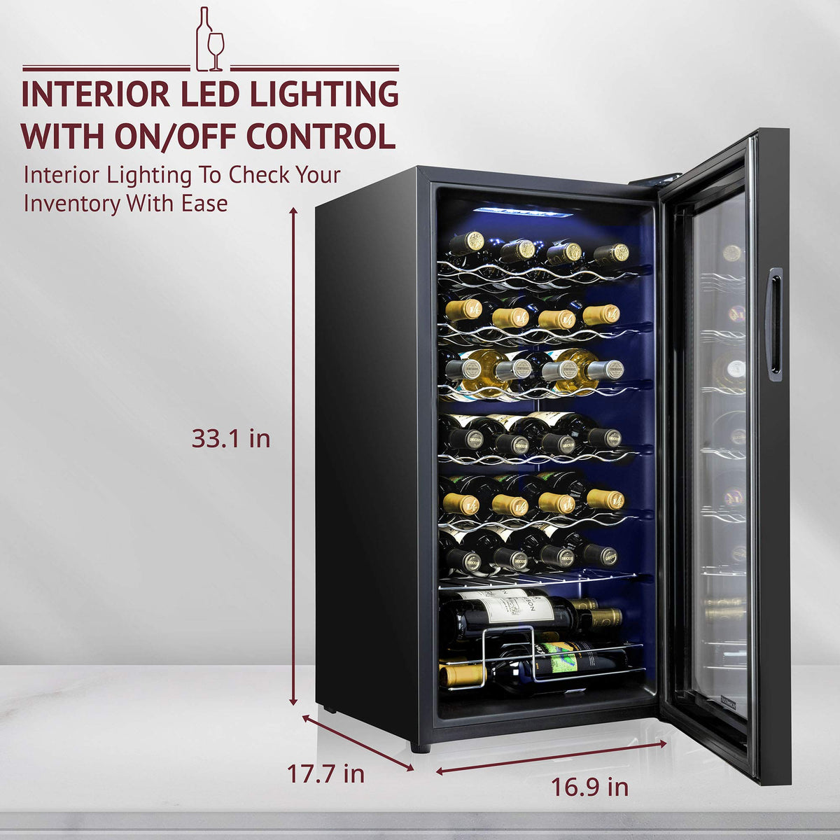 SCHMÉCKÉ 12 Bottle Compressor Wine Cooler Refrigerator w/Lock - Large Freestanding Wine Cellar For Red, White, Champagne or Sparkling Wine - 41f-64f Digital Temperature Control Fridge Stainless Steel
