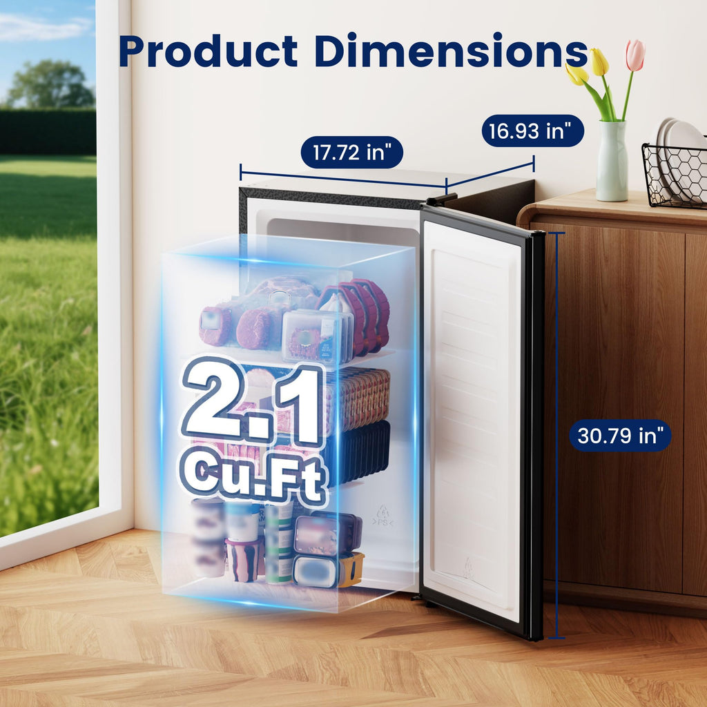 BANGSON 1.1 Cu.ft Upright Mini Freezer for Dorms Apartment, Silver