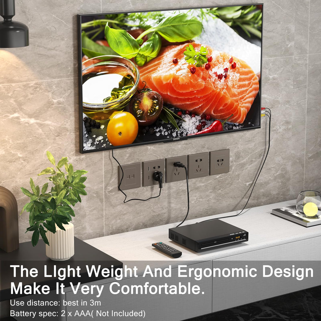 DVD Players for TV with HDMI,Plays All Regions and Formats,CD Players for Home,Support 1080P Video/CD/DVD/VCD/JPEG/USB, Remote, HDMI and RCA Cables Included (2026 New Model)