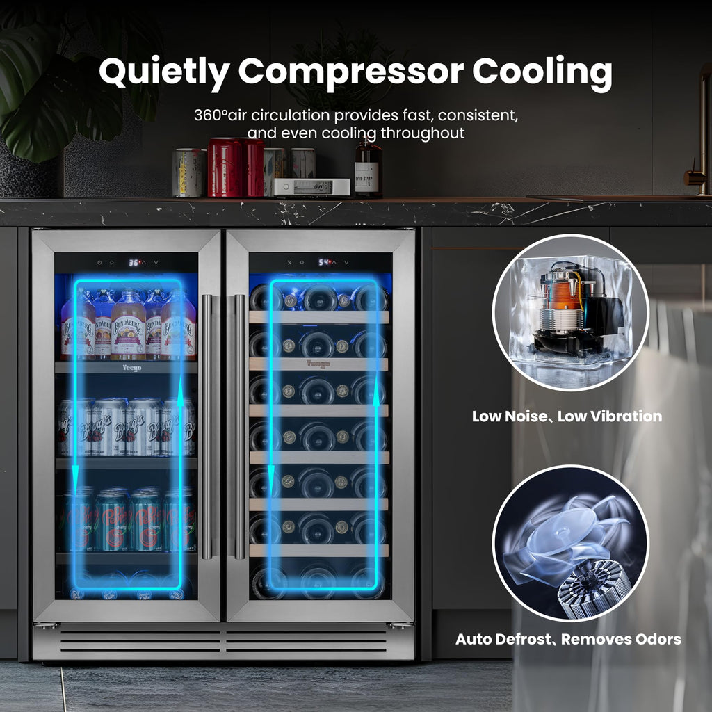 Yeego Beverage Refrigerator - 24 inch 180 Cans Beer Cooler with Glass Door