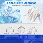 INTERGREAT Portable Washer and Dryer, 25lbs Mini Small Washing Machine Combo with Spin Dryer, Compact Twin Tub Laundry Washer Machine for Apartments, Dorm, Rv, Camping, Blue